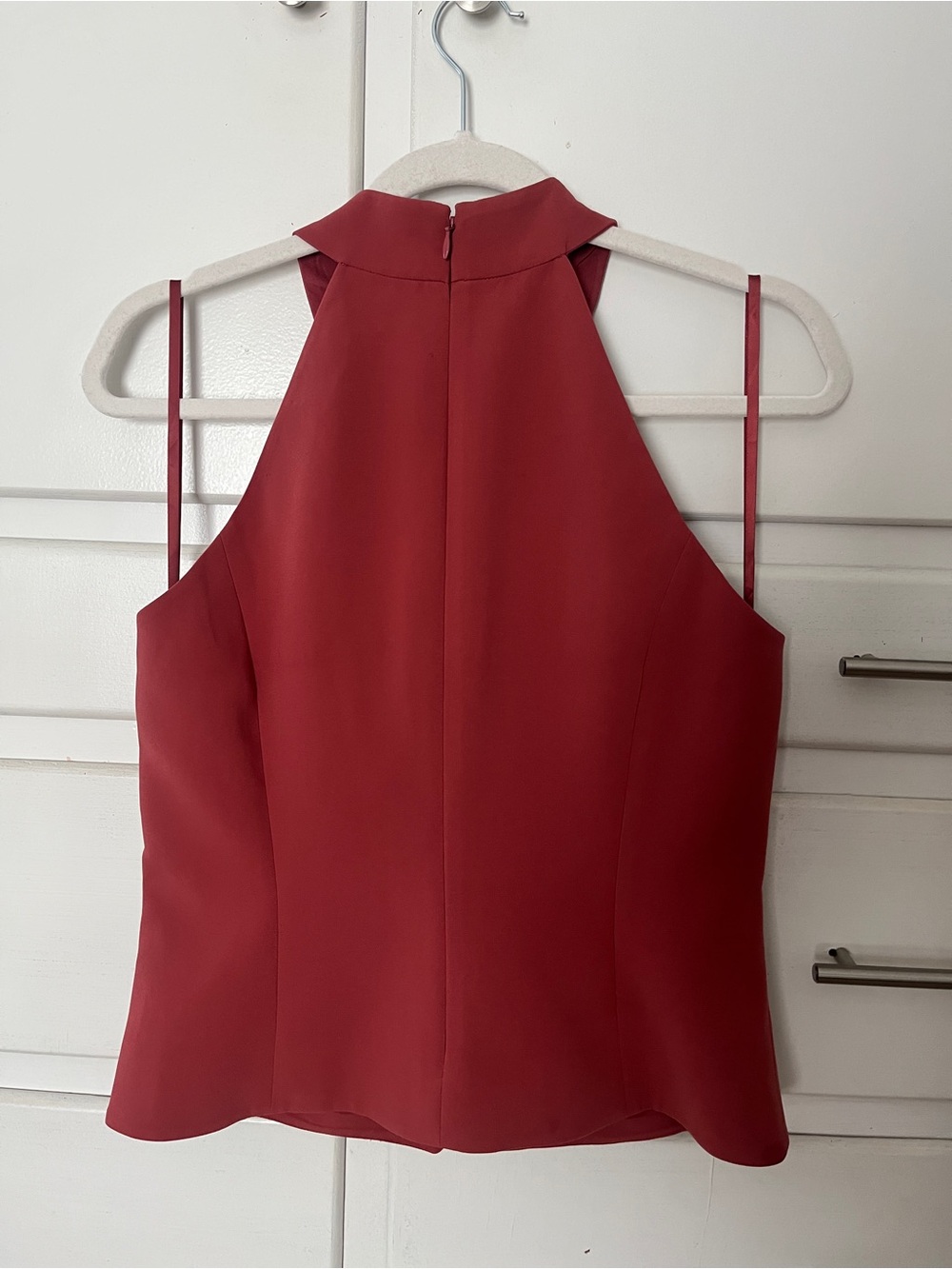 White House Black Market Sleeveless Crisscross Button Front vest in rust size 6 - Picture 8 of 13